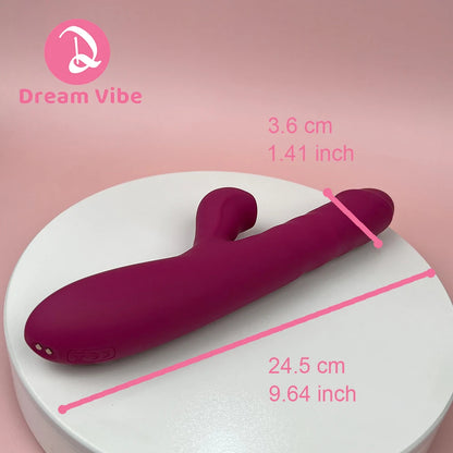 Dream Rabbit Dildo Vibrator LCD Screen Vibrating Thrusting Suction Heating Deep Penetration New Fantasy Sex Toy Women Pleasure