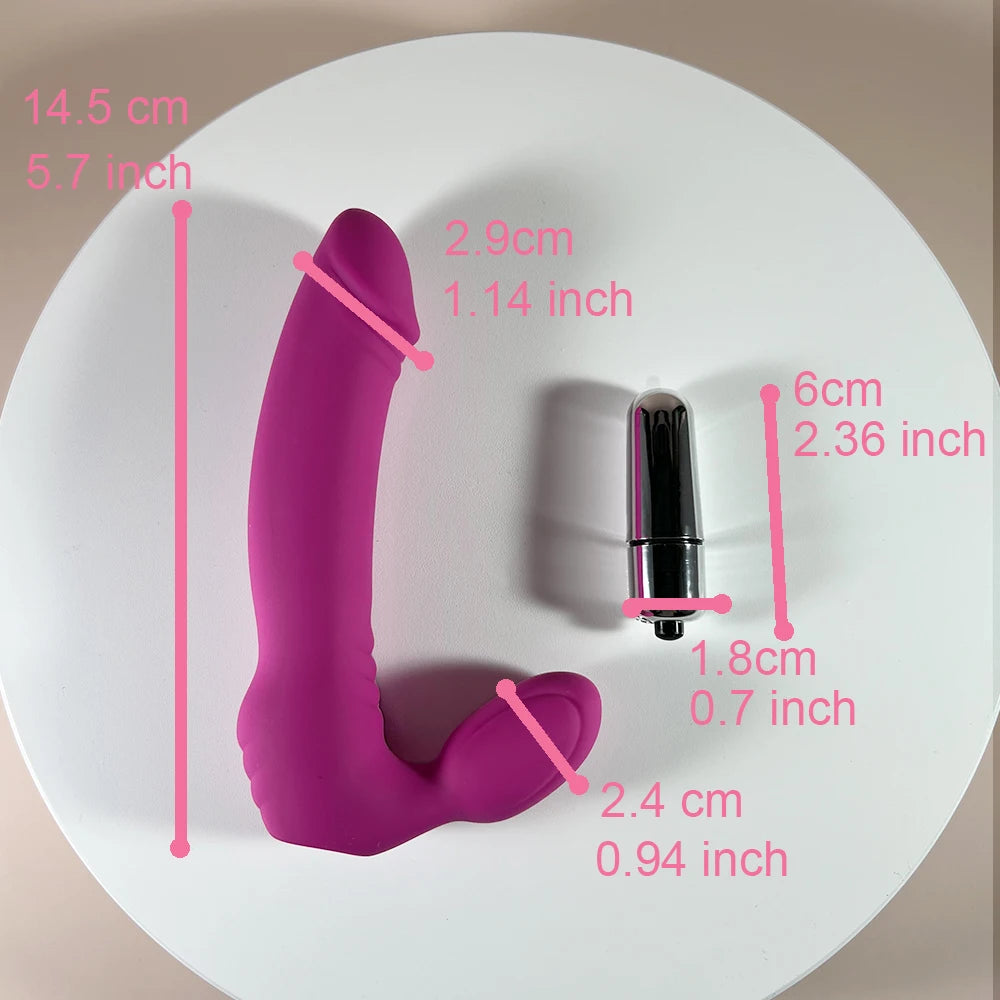Mini Strapless Strap-On Vibrator by Dream Vibe LR44X3 Batteries 10 Strong Vibrations Harnessless Double-ended Dildo Sex Toy