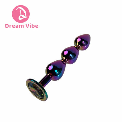 Triple Heart Anal Plug Sex Toy for Men Couple Pleasure Shiny Gem Bottom Metal Butt Plug Dildo Penetration Anal Expander 18+ Toy