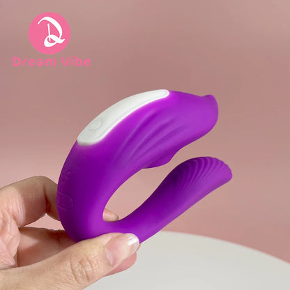 Remote Control Wearable Panty Vibe Women's Clit and Vaginal Sex Toy U Shape Couple Toy Sucker Female Masturbator Dildo Massager