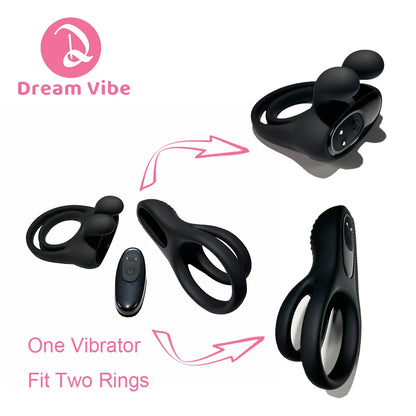 Vibrating Cock Ring Kit 9 Modes Penis Ring Trainer Men Pleasure Ejaculation Delay Male Enhancer Couple Sex Toy Erotic Vibrator