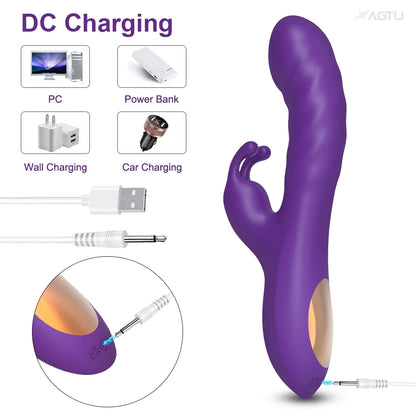 2 in1 G Spot Rabbit Vibrator for Women Nipple Clitoris Stimulator Dildo Massager Adults Masturbator Female Sex Toy for Adults 18
