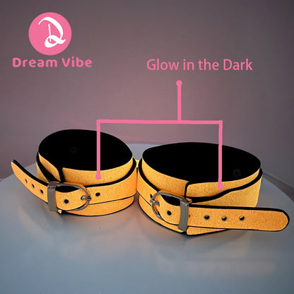 Glow-in-the-dark Handcuffs Ankle Cuffs Bright Orange Beginner's Bondage Play Compatible with Other Restraints Bound Vibe Fun