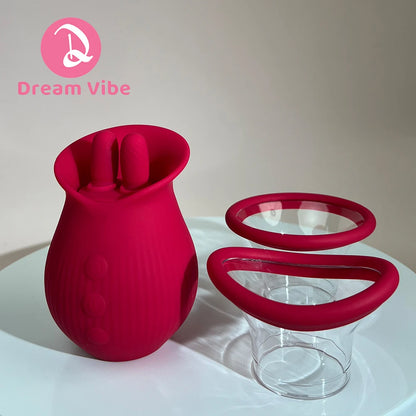 Rose Suction Mini Pump Swing Licking and Vibrating Ears Two Pump Heads Clit and Breast Stimulation Woman Sex Toy Pleasur Adult