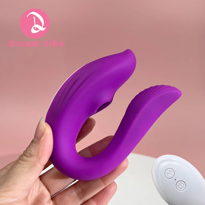 Remote Control Wearable Panty Vibe Women's Clit and Vaginal Sex Toy U Shape Couple Toy Sucker Female Masturbator Dildo Massager