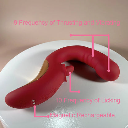 Amara's Passion 3 in 1 Vibrator 9 Thrusting and Vibrating 10 Tongue Licking Pleasure Sex Toy Woman Masturbation Penetration