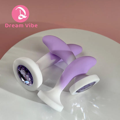 Opal Anal Trainer Kit Shiny Bottom Gem Anal Plug Set Purple and White Prostate Massager Woman Man Need Sex Toy Backdoor Dildo