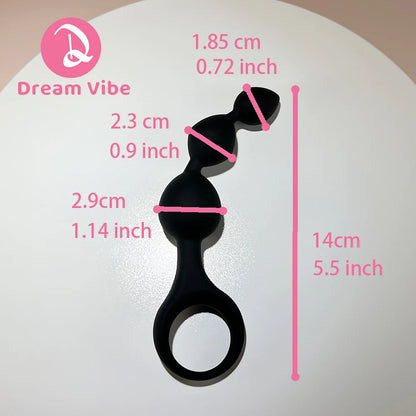 Beaded Anal Prober with Finger Loop Bold Curves Line By Dream Vibe Butt Plug Massage Intimate Pleasure Tool Men Sex Toy Prostate