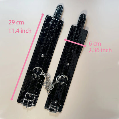 Classic Ankle Cuff PU Material by Dream Vibe Bondage Retrain Crocodile Pattern Black Fetish Be My Slave Foreplay Sexy Cuff Toy