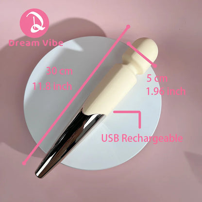 Silicone Yellow and Silver Massage Wand Adult Intimate Pleasure Sex Toy Body Relax Neck Flexible Powerful 10 Modes Penetration