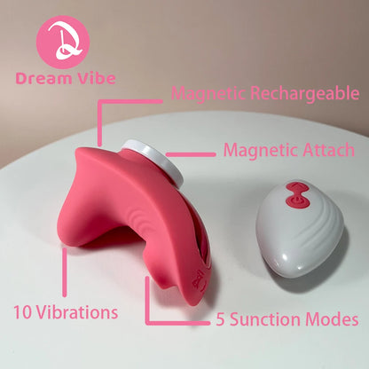 Tease Me Wearable Panty Vibrator Remote Controlled Suction Panty Teaser Magnetic Clip For Both Clitoral and Vaginal Stimulation
