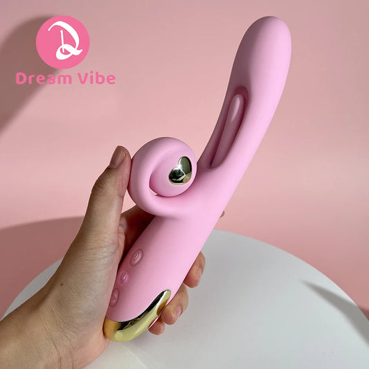The Snail 3 in 1 Rabbit Vibrator Flexible Clit Fit with Rollable Snail 7 Tongue Flapping 7 Tip Vibration Sex Toy Woman Pleasure