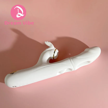 White Dargon 3 in 1 Rabbit Vibrator Heating Dual Flapping Suction Vibration Pleasur Intimate Sex Toy Women Penetration Deep Love