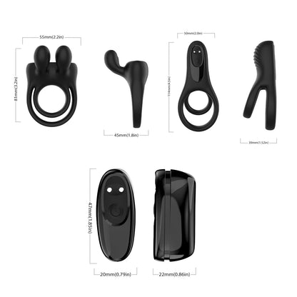 Vibrating Cock Ring Kit 9 Modes Penis Ring Trainer Men Pleasure Ejaculation Delay Male Enhancer Couple Sex Toy Erotic Vibrator