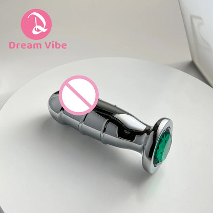 Metal Dildo Heavy Anal Plug Silver Bottom Gem Prostate Massager Men Sex Toy Anal Penetration Penis Stimulation 18+  Toy Buttplug