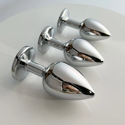 Lake Blue Gem Silver Metal Anal Plug Set by Dream Vibe Anal Trainer Kit Prostate Sex Toy Unisex Couple Backdoor Intimate Gift