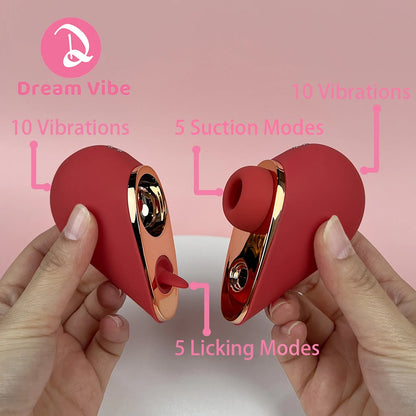 Heartbeat One Heart Two Vibrators 5 Likcing 5 Suction Modes Woman Sex Toy Romantic Love Gift Penetration Female Masturbation