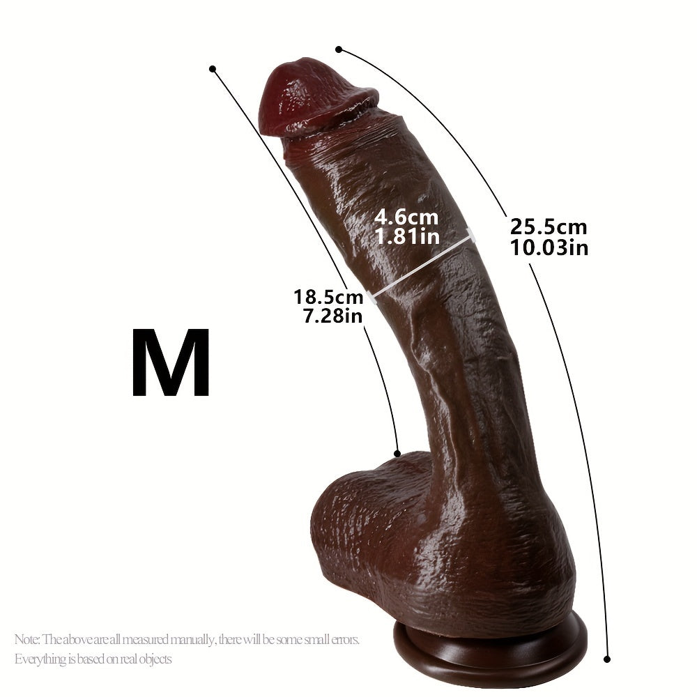 Multi-Size Black Liquid Silicone Female Dildo, Realistic Super Thick Male Cock, Soft Silicone Self-Pleasure Bar, Strong Suction Cup, Adult Sensual Toy, with No Battery Required for Men and Women
