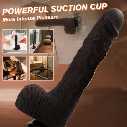 1pc 21.34cm Women'S Thrust Dildo Silicone Vibrator, 10 Vibration Modes, Rotation, 10 Telescopic Modes, Tongue Licking Realistic Dildo with Heated Suction Cup, Hands-Free Remote Control Adult Toy, Soft And Realistic