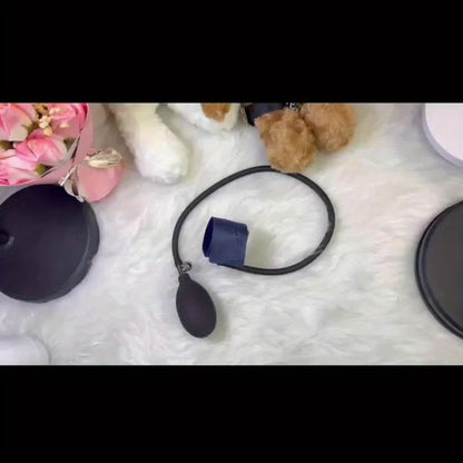 Inflatable Penis Ring for Men - Adjustable Silicone Rooster Ring with Banana Attachment, Enhances Pleasure & Control, Hand Wash Only, Black, Personal Pleasure Accessory | Comfortable Wear | Flexible Silicone Band